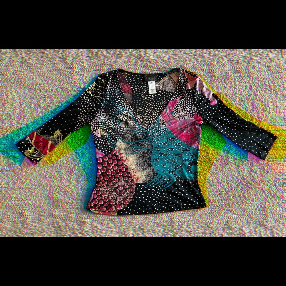 Vintage Christian Lacroix Silk Jersey V Neck🇫🇷